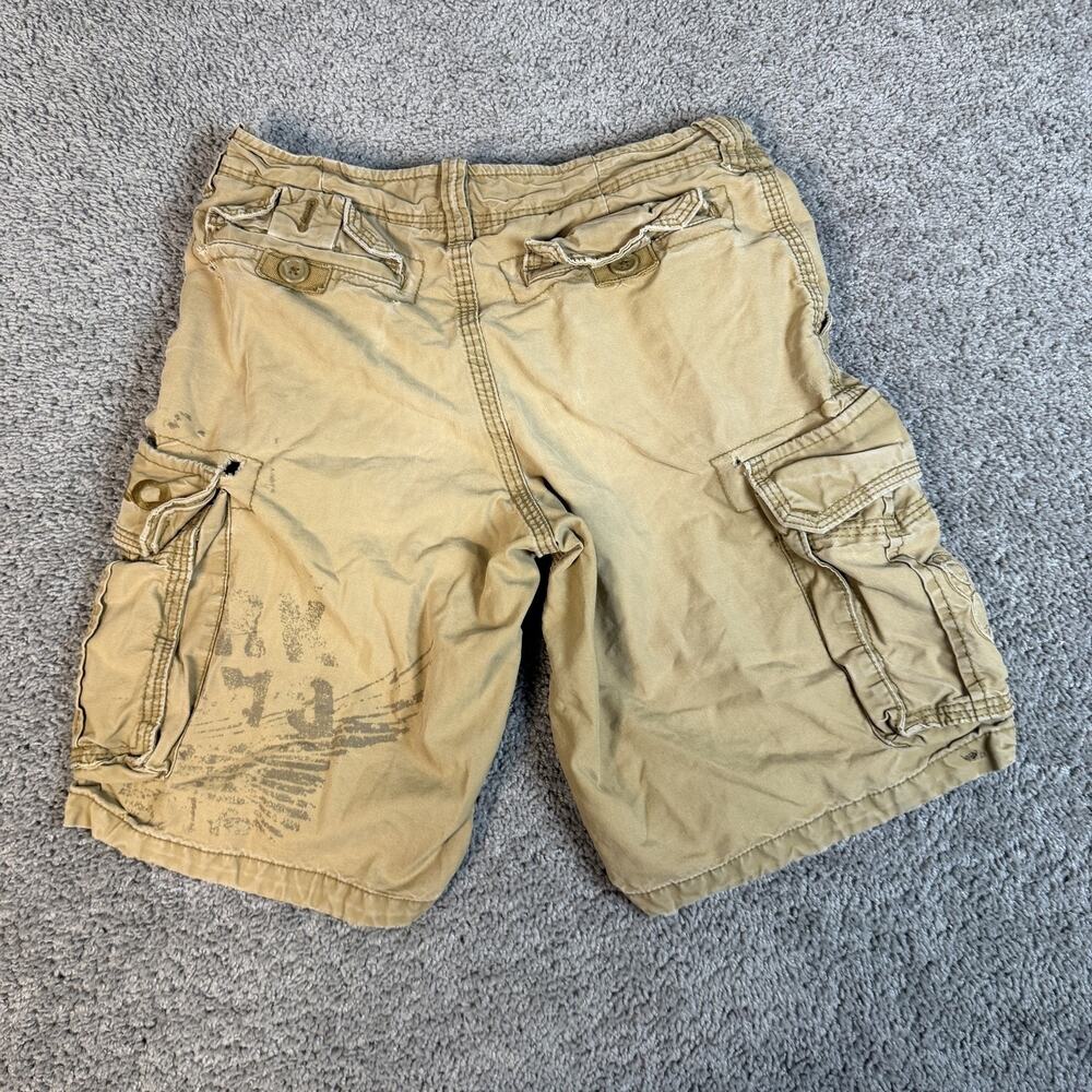 VTG American Eagle Outfitters Shorts Mens 32 Beige Cargo Canvas 11 In Pockets - Picture 7 of 12